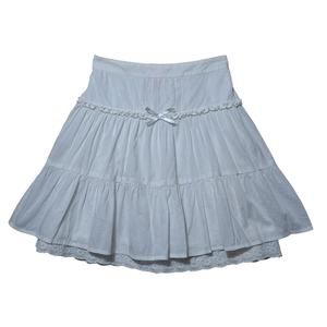 Copper Key cotton pin tucked pleated tiered eyelet hem midi skirt 6X